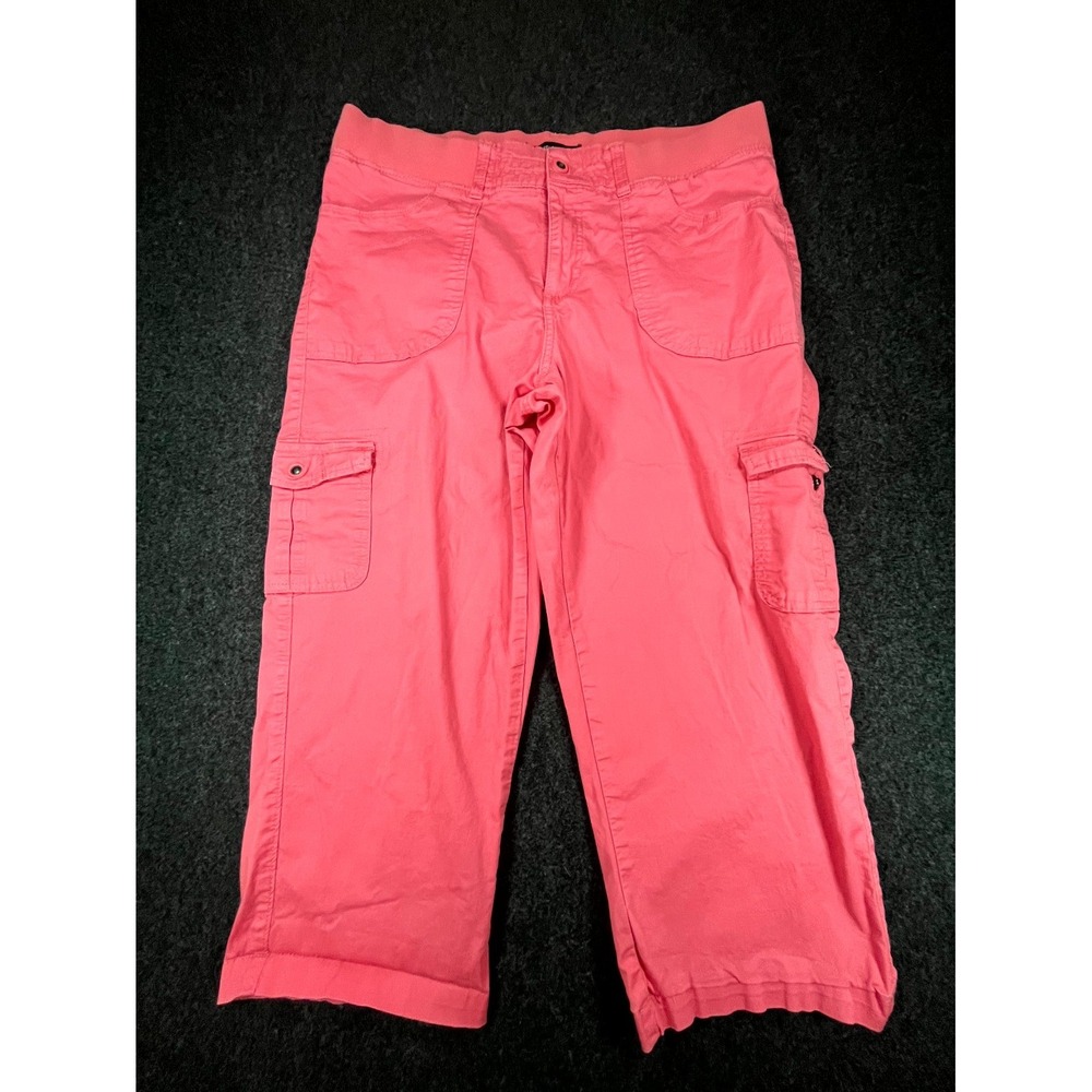 Lee Capri Pants Women's 16M Pink Cargo Pockets Stretch Relaxed Fit Elastic Waist